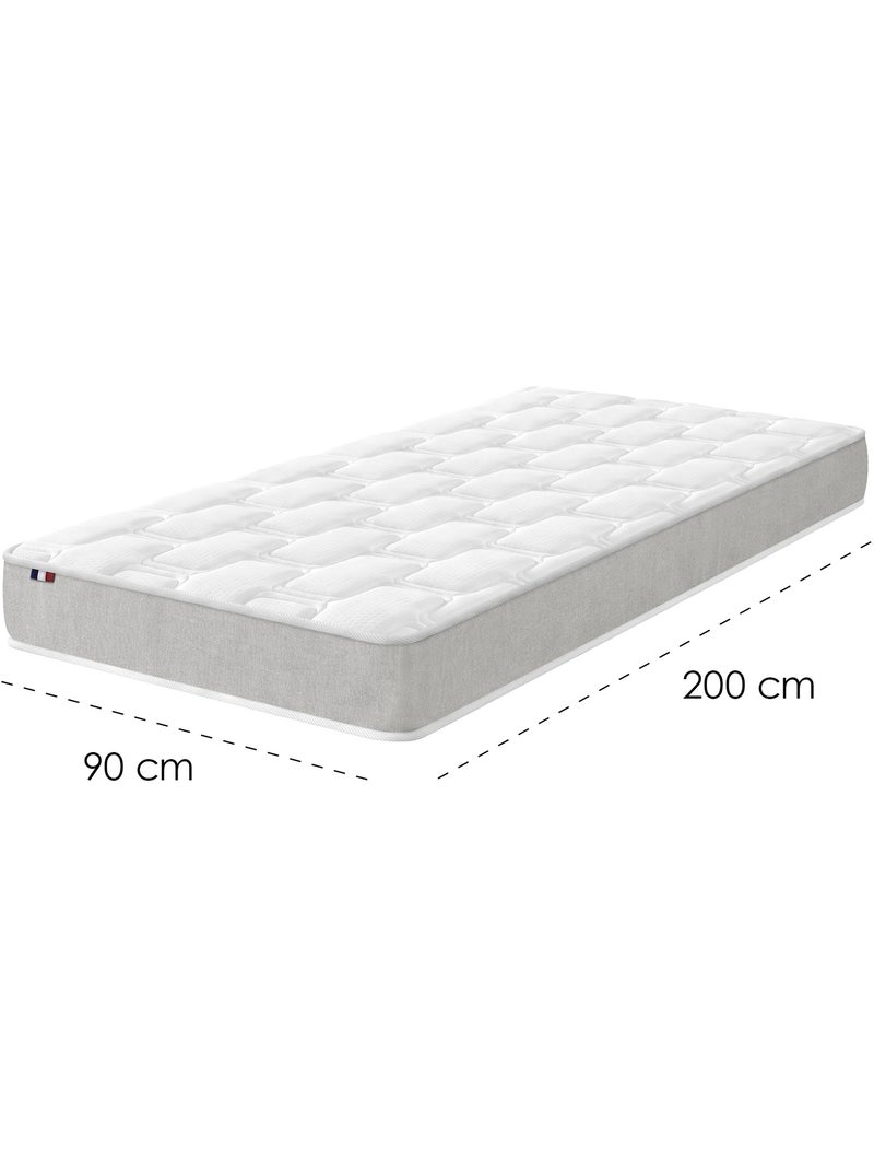 Matelas mousse dimame : confort ferme et enveloppant durable 90 x 200 Blanc - Kiabi