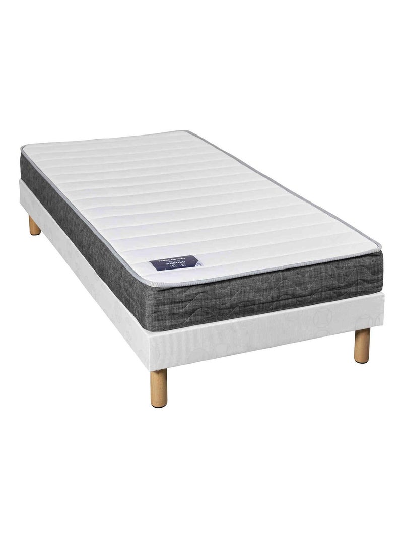 Matelas mousse mémoire, sommier, pieds ABSOLU Blanc - Kiabi