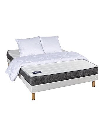 Matelas mousse mémoire, sommier, pieds, couette, oreillers ABSOLU