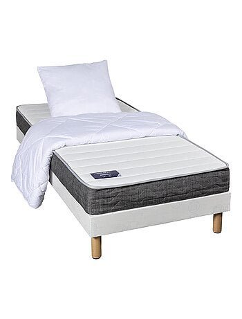 Matelas mousse mémoire, sommier, pieds, couette, oreillers ABSOLU