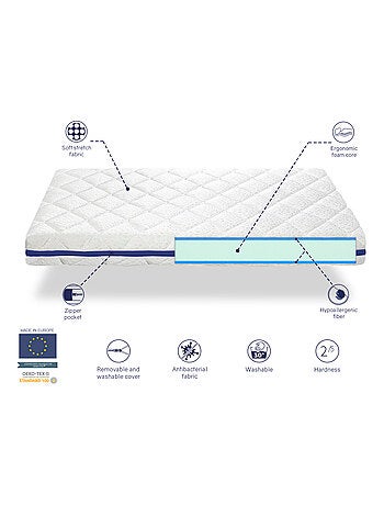 Matelas mousse respirante HERMES, Epaisseur 11 CM, Dehoussable, ergonomique et adaptable
