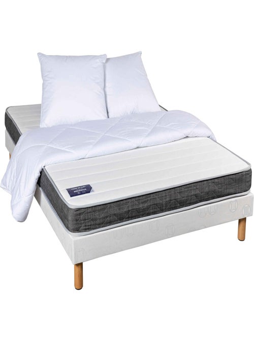 Matelas mousse, sommier, pieds, couette, oreillers - Kiabi