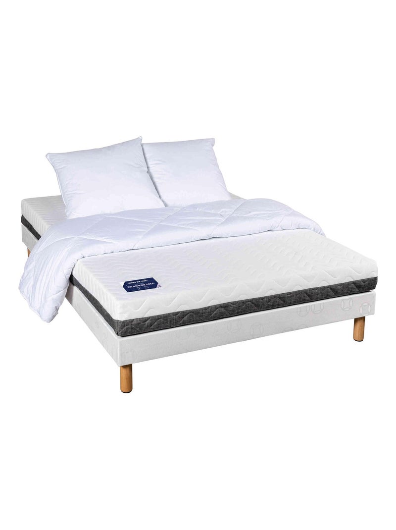 Matelas mousse, sommier pieds TRANQUILLITÉ Blanc - Kiabi