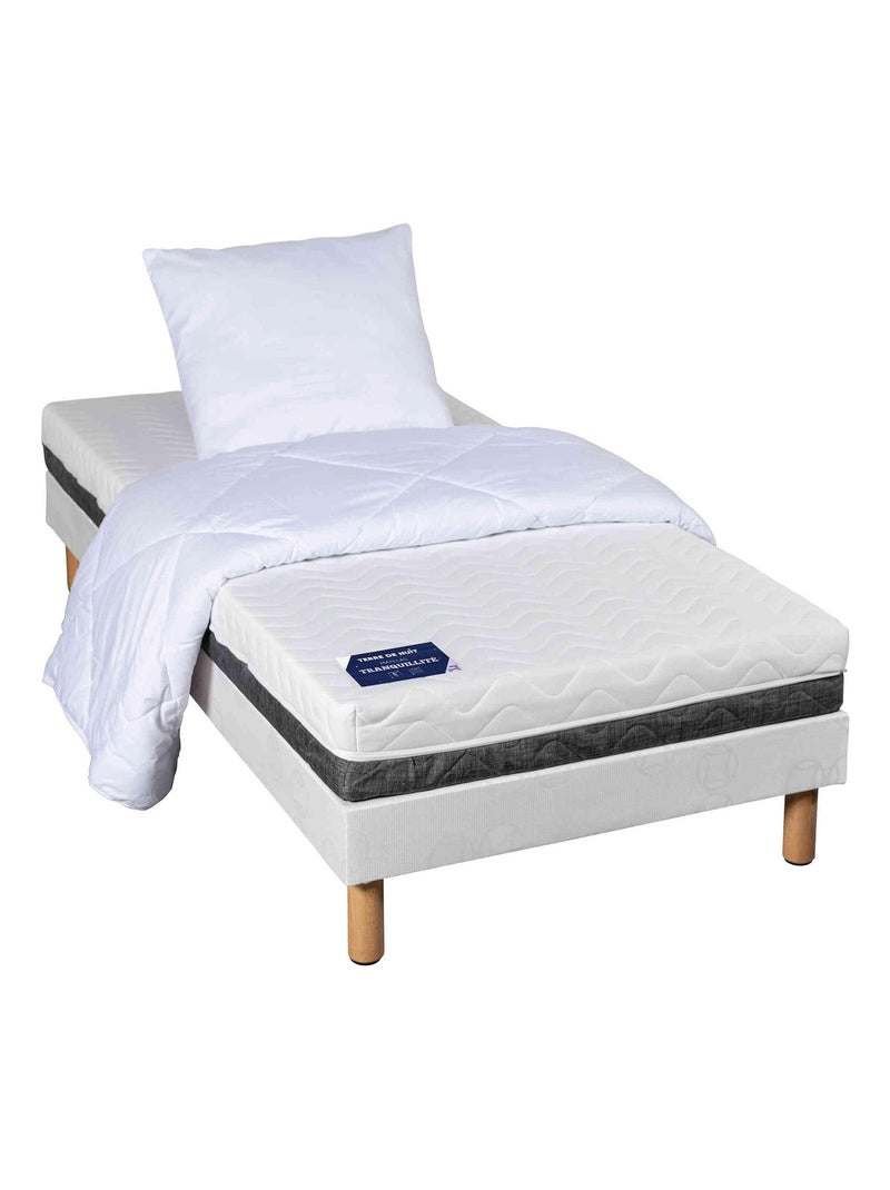 Matelas mousse, sommier pieds TRANQUILLITÉ Blanc - Kiabi