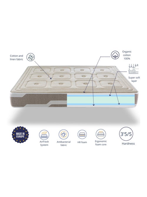 Matelas naturel 80X190 ORGANIC NATURA, Épaisseur 26 CM - Kiabi