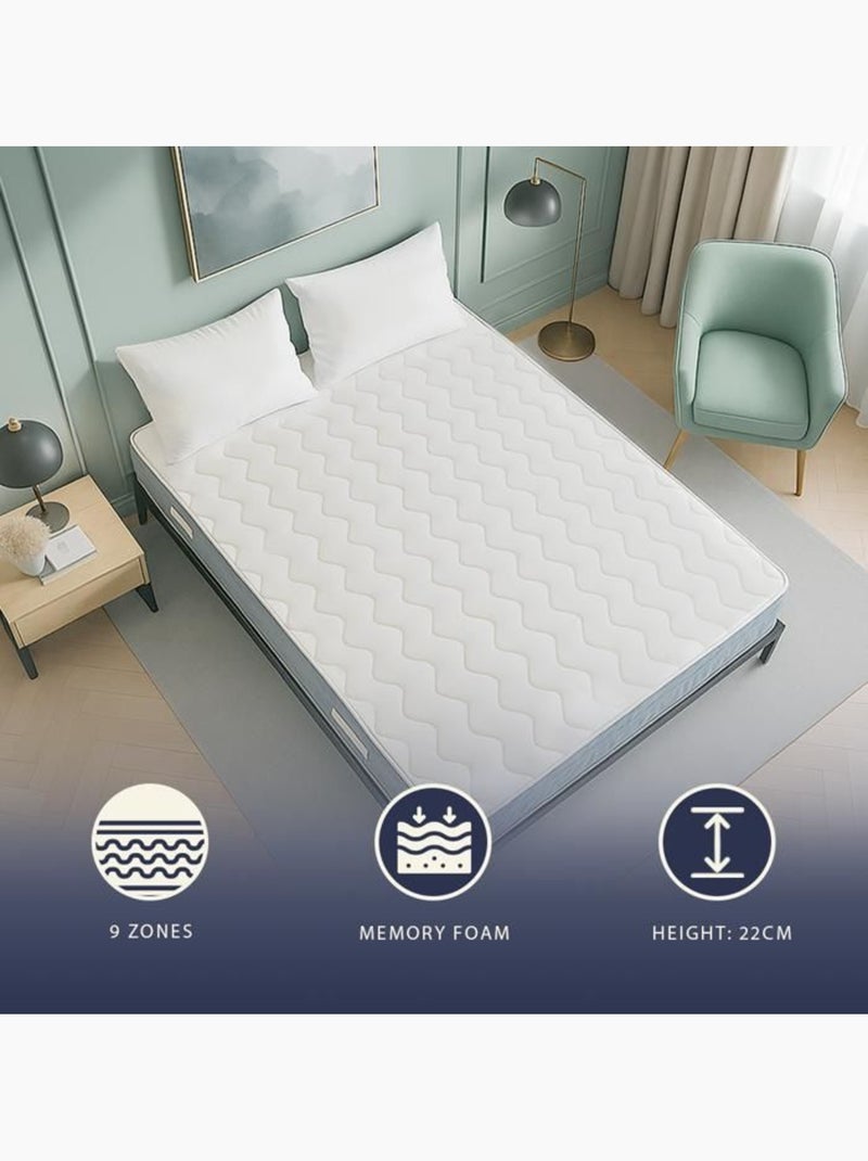 Matelas orthopédique - the white stone - 160x200 - 22 cm - mémoire 9 zones - made in italy Blanc - Kiabi