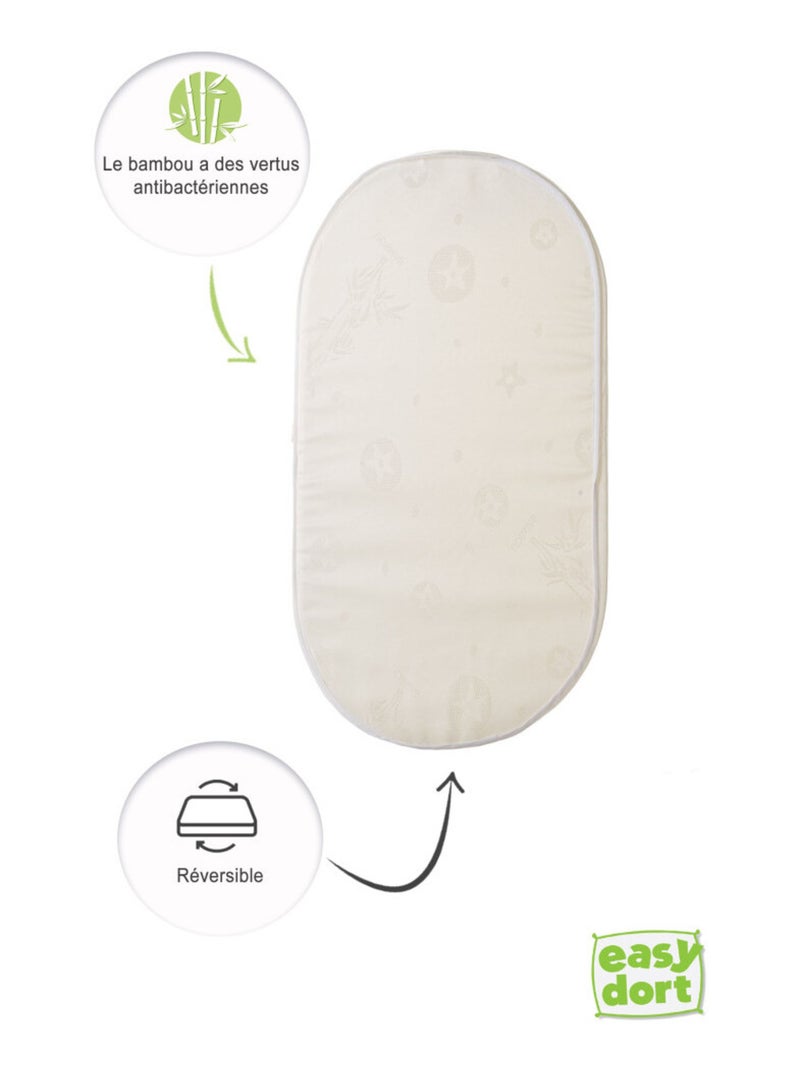 Matelas ovale Bambou 32x72 cm - coins arrondis - pour couffin Multicolore - Kiabi