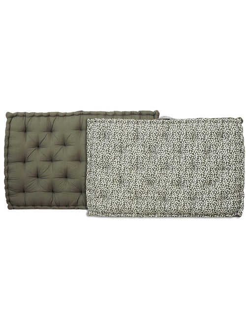 Matelas palette capitonné 80x120cm, Kaki imprimé floral - Kiabi