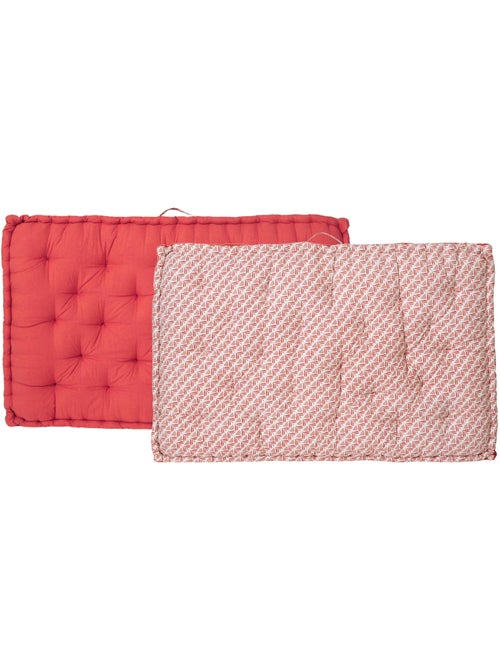 Matelas palette capitonné 80x120cm, Terracotta imprimé floral - Kiabi