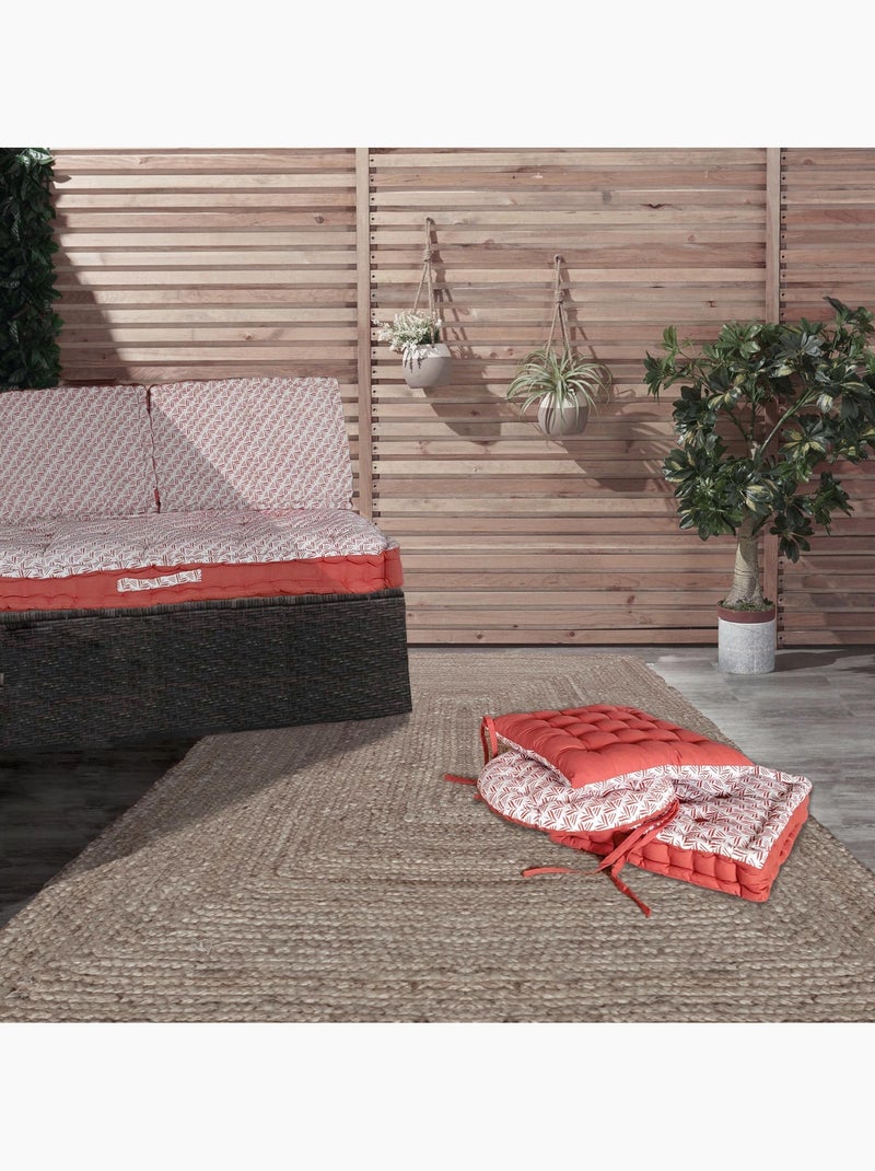 Matelas palette capitonné 80x120cm, Terracotta imprimé floral Rouge - Kiabi