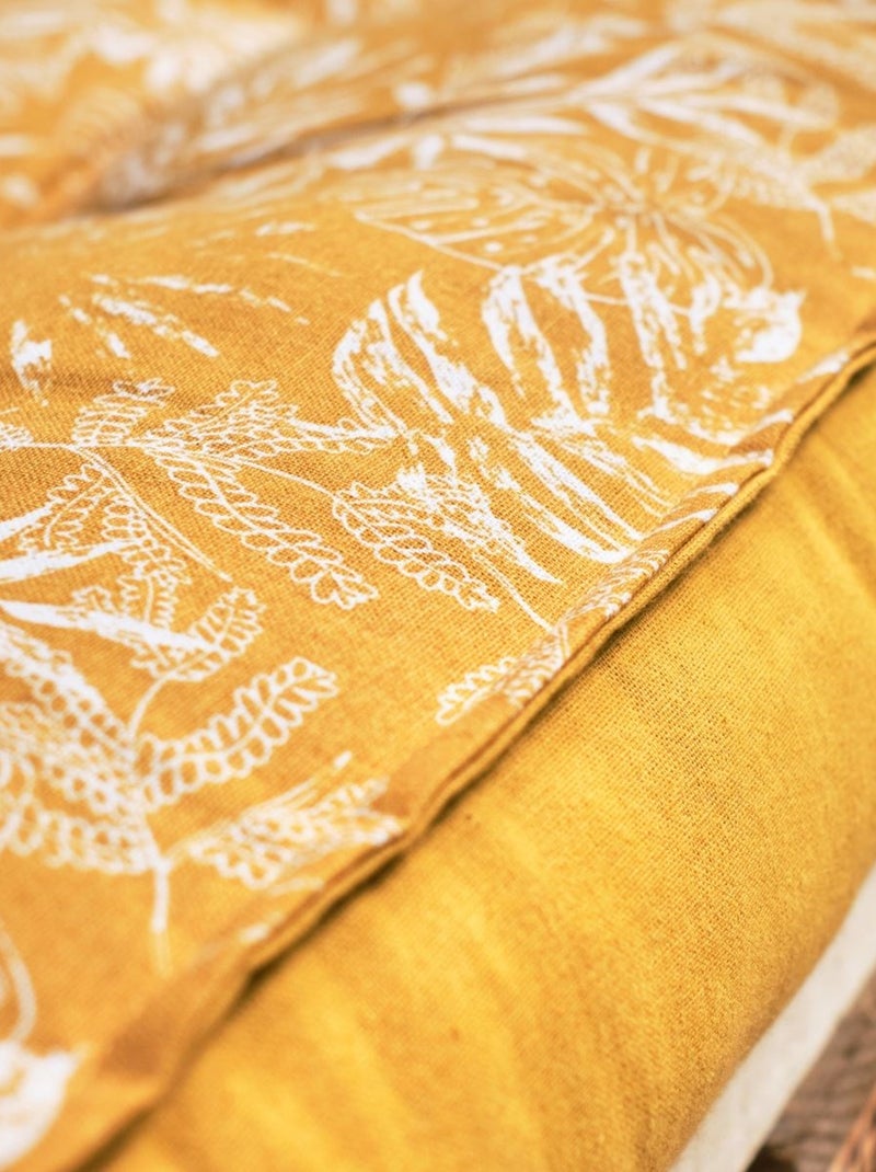 Matelas palette imprimé floral coton SPIRIT GARDEN Jaune - Kiabi