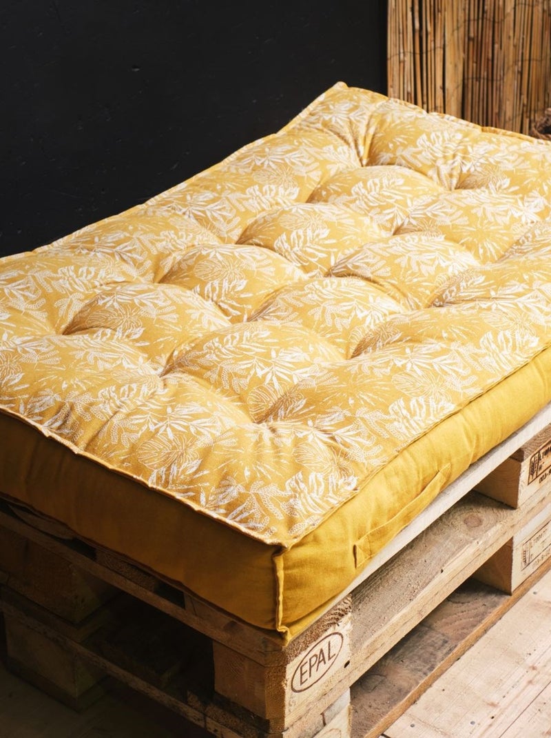 Matelas palette imprimé floral coton SPIRIT GARDEN Jaune - Kiabi