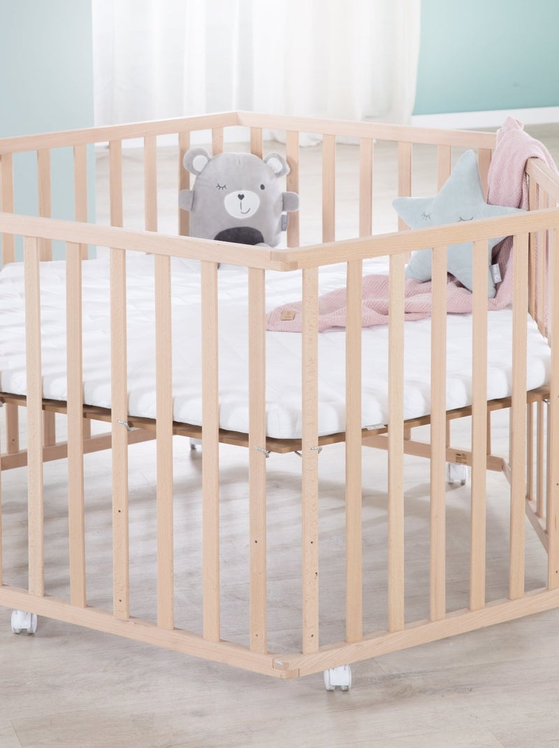 Matelas parc bébé hexagonal avec housse piquée amovible ROBA Blanc - Kiabi