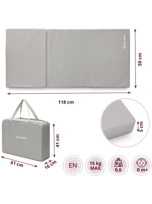 Matelas pliable lit parapluie et parc 120x60 moby-system avec housse - Kiabi