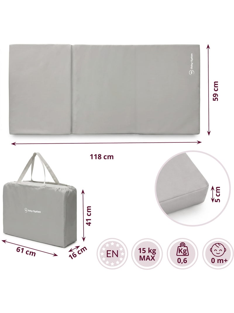 Matelas pliable lit parapluie et parc 120x60 moby-system avec housse Gris - Kiabi