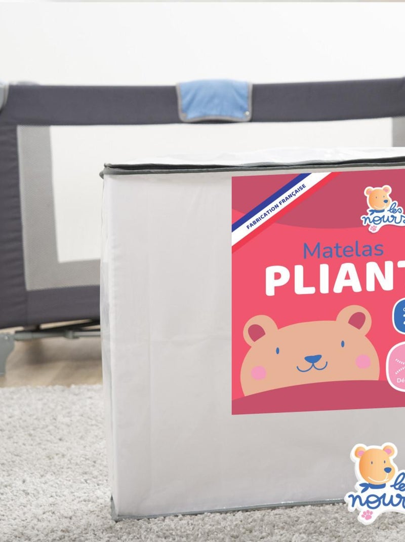 Matelas pliant bébé - 60x120cm - Matelas de voyage - Déhoussable - Fabrication française Blanc - Kiabi