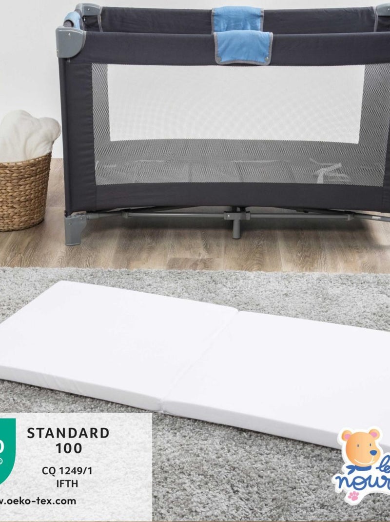 Matelas pliant bébé - 60x120cm - Matelas de voyage - Déhoussable - Fabrication française Blanc - Kiabi