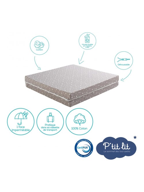 Matelas pliant bébé - 60x120x5 cm - Matelas de voyage - Déhoussable - Réversible - Kiabi
