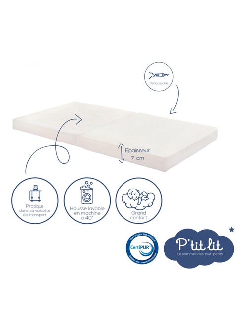 Matelas pliant bébé - 60x120x7 cm - Matelas de voyage - Déhoussable - Fabrication française - Kiabi