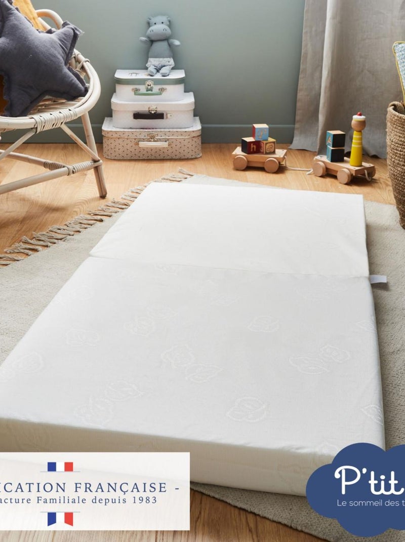 Matelas pliant bébé - 60x120x7 cm - Matelas de voyage - Déhoussable - Fabrication française Blanc - Kiabi