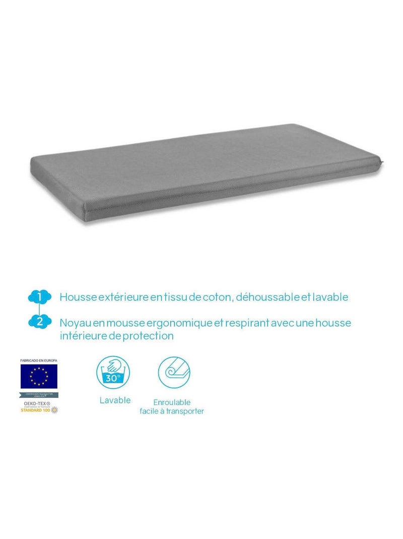 Matelas pour lit parapluie 60x120x5 cm - lit de Voyage, facile à transporter et respirant Gris - Kiabi