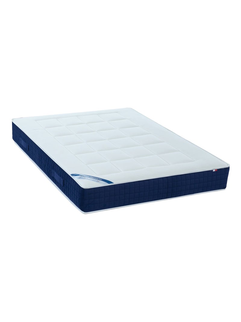 Matelas Ressort 5 zones + mémoire de forme ALBA Fabriqué en France Dimensions - 160 x 200 cm Blanc Bleu - Kiabi