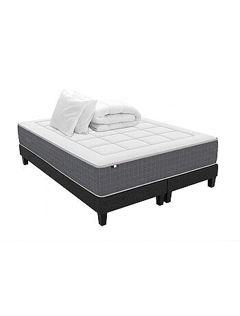 Matelas ressorts 7 zones H28 sommier couette oreillers 2x80x200