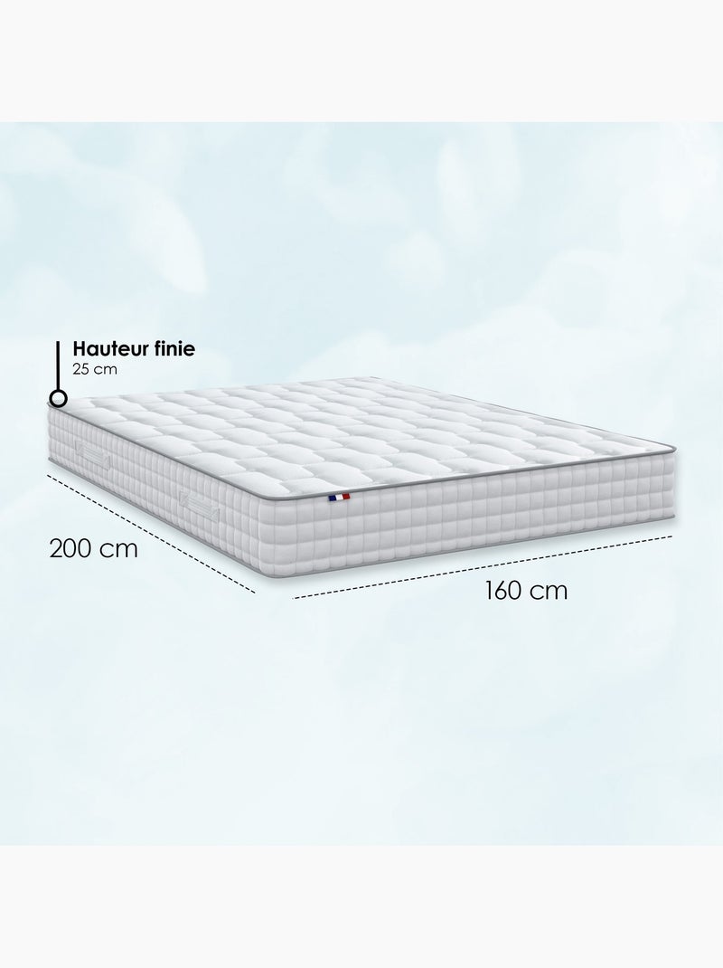 Matelas ressorts 7 zones ODYSSEE - Mémoire de forme, soutien ferme Blanc - Kiabi