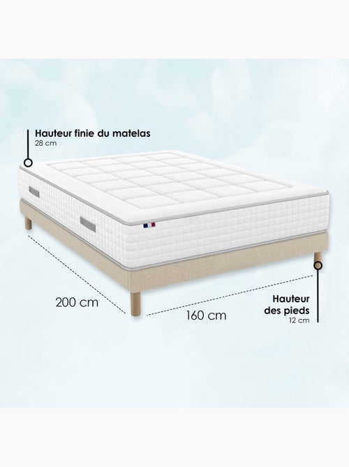 Matelas ressorts, accueil mémoire de forme, H 28, sommier en kit beige - Kiabi Matelas ressorts, accueil mémoire de forme, H 28, sommier en kit beige - Kiabi