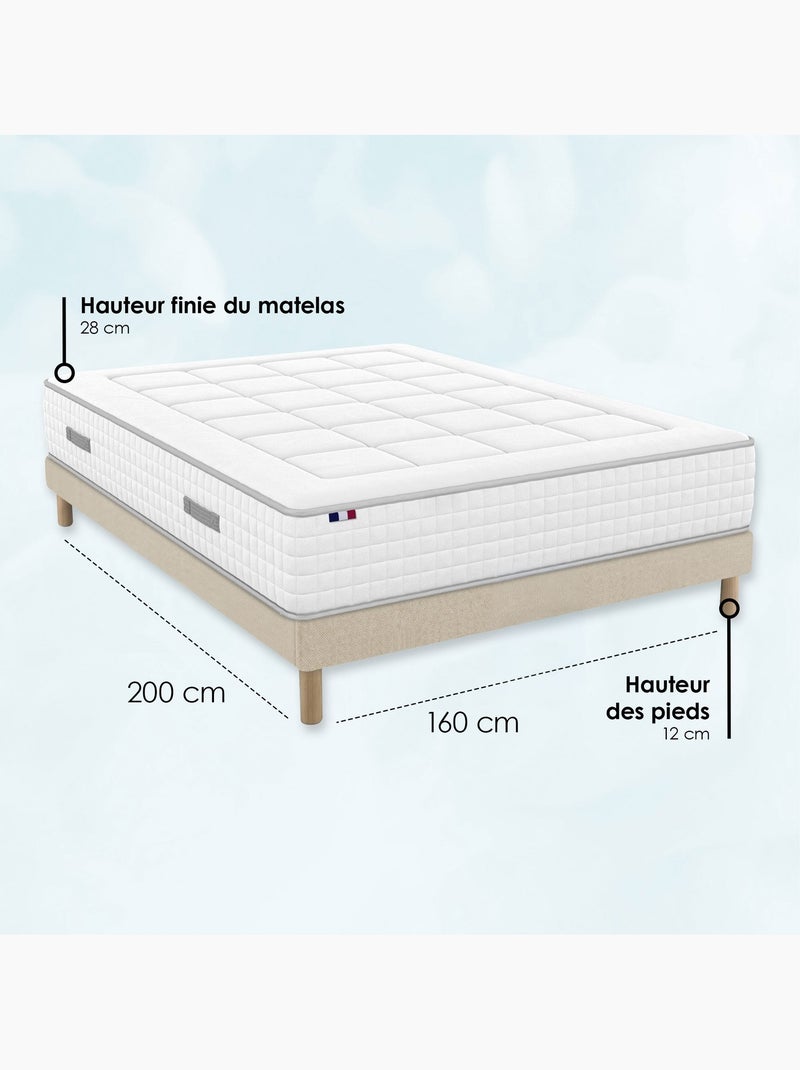 Matelas ressorts, accueil mémoire de forme, H 28, sommier en kit  beige Beige clair - Kiabi