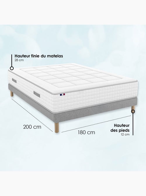 Matelas ressorts, accueil mémoire de forme, H 28, sommier en kit gris - Kiabi Matelas ressorts, accueil mémoire de forme, H 28, sommier en kit gris - Kiabi