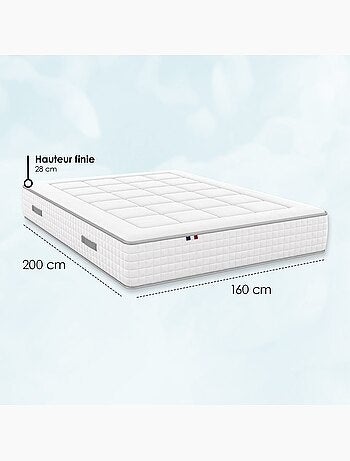Matelas ressorts BELLAGIO, accueil mémoire de forme, H 28 cm - 180 x 200 cm