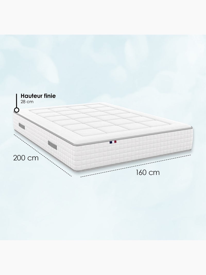 Matelas ressorts BELLAGIO, accueil mémoire de forme, H 28 cm - 180 x 200 cm Blanc - Kiabi