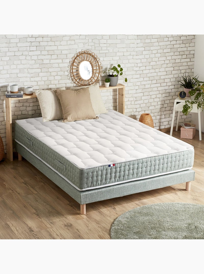 Matelas ressorts ensachés 7 zones HYGGE - soutien ferme et réversible - 160 x 200 cm Blanc Vert - Kiabi