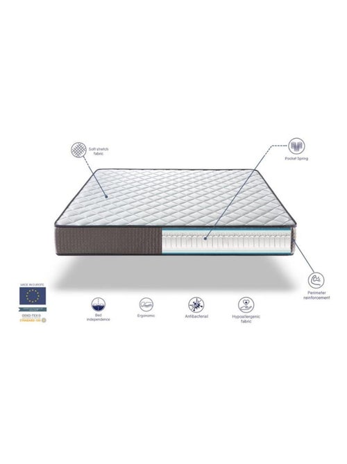 Matelas Ressorts Ensachés  CRONO, Epaisseur 24 CM, 7 zones de confort. Ergonomique. - Kiabi