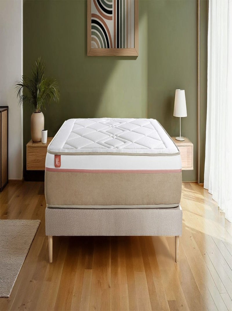 Matelas Ressorts ensachés et mémoire de forme Le Soyeux Blanc - Kiabi