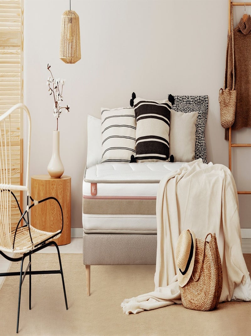 Matelas Ressorts ensachés et mémoire de forme Le Tendre Blanc - Kiabi