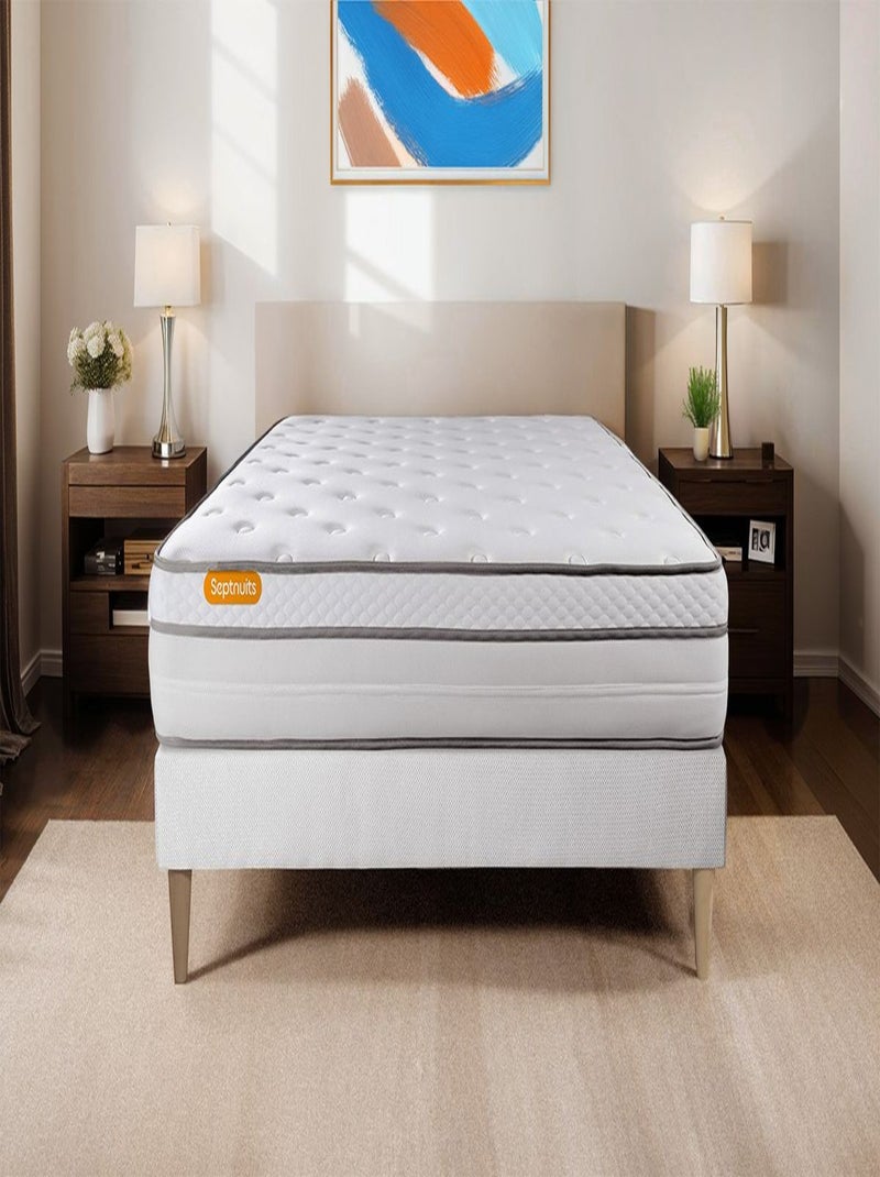 Matelas Ressorts ensachés et mémoire de forme Memo luxe Blanc - Kiabi
