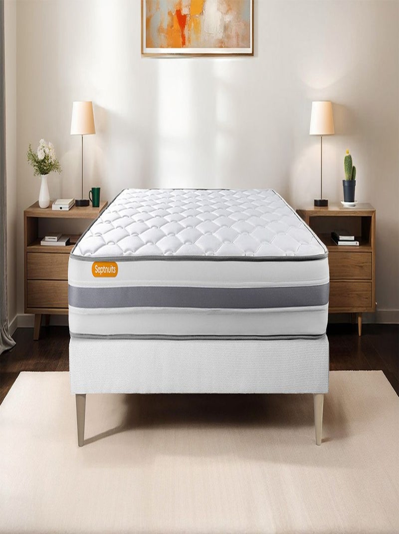 Matelas Ressorts ensachés et mémoire de forme Memo spring Blanc - Kiabi