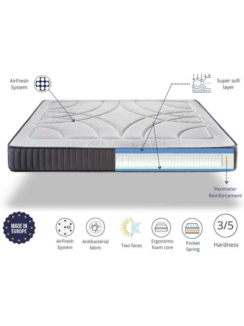 Matelas ressorts ensaches ’HERA SPRING’ épaisseur 20 cm mousse a mémoire de forme N/A - Kiabi