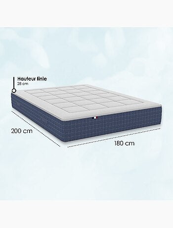Matelas ressorts ensachés KING STYLE, mémoire de forme, confort ferme - 180 x 200 cm