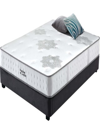 Matelas ressorts et à mémoire de forme "Josey" - 90 x 190 x 25 cm - Blanc / Gris