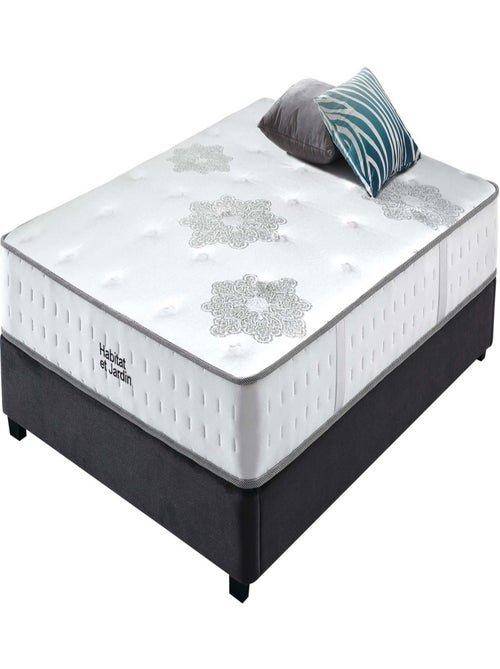 Matelas ressorts et à mémoire de forme "Josey" - 90 x 190 x 25 cm - Blanc / Gris - Kiabi