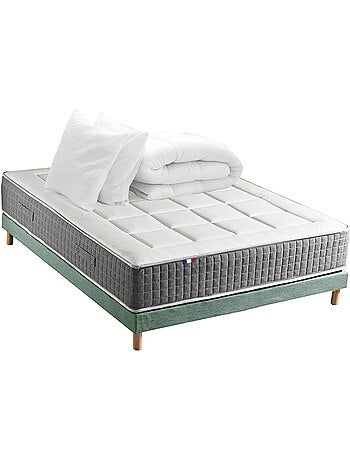 Matelas ressorts MAX, 7 zones, sommier rigide, pack couette oreiller - Sommier - Gris chiné