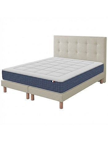 Matelas ressorts mémoire de forme H28 sommier tête lit beige 140x200