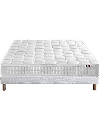Ensemble matelas ressorts mémoire de forme sommier gris 2x90x200