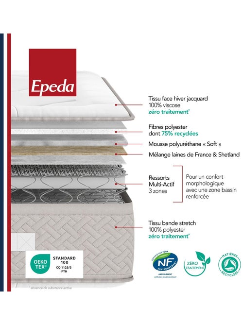 Matelas ressorts multi-actif et laine L’ÉCHAPPÉE - Epeda - Kiabi