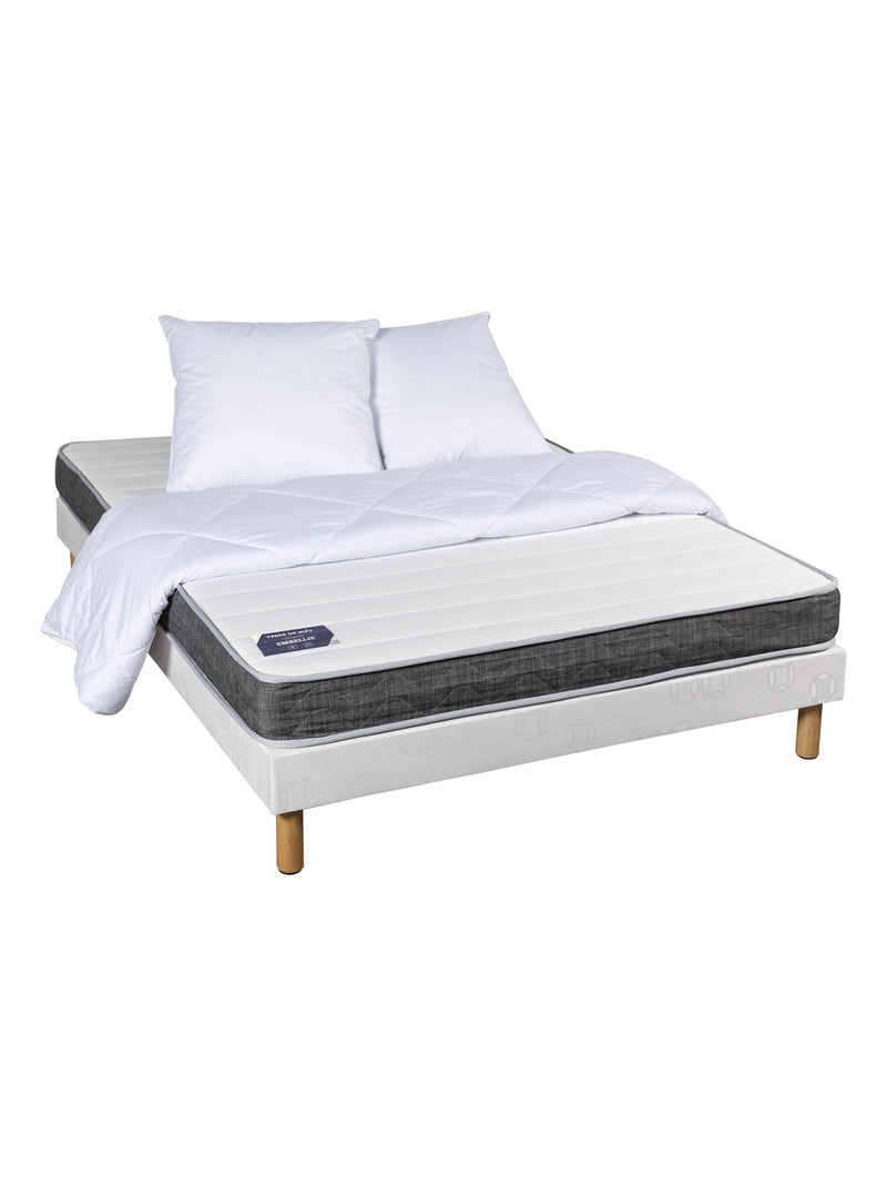 Matelas ressorts, sommier, pieds, couette, oreillers EMBELLIE Blanc - Kiabi