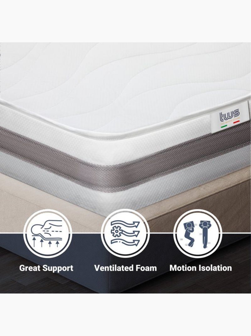 Matelas THE WHITE STONE - H.20 cm - Orthopédique - Hypoallergénique - Antibactérien Blanc - Kiabi