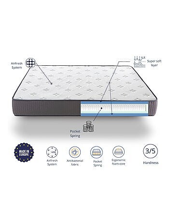 Matelas TITANIUM Épaisseur 25 cm – Ressorts ensachés-Ergonomique